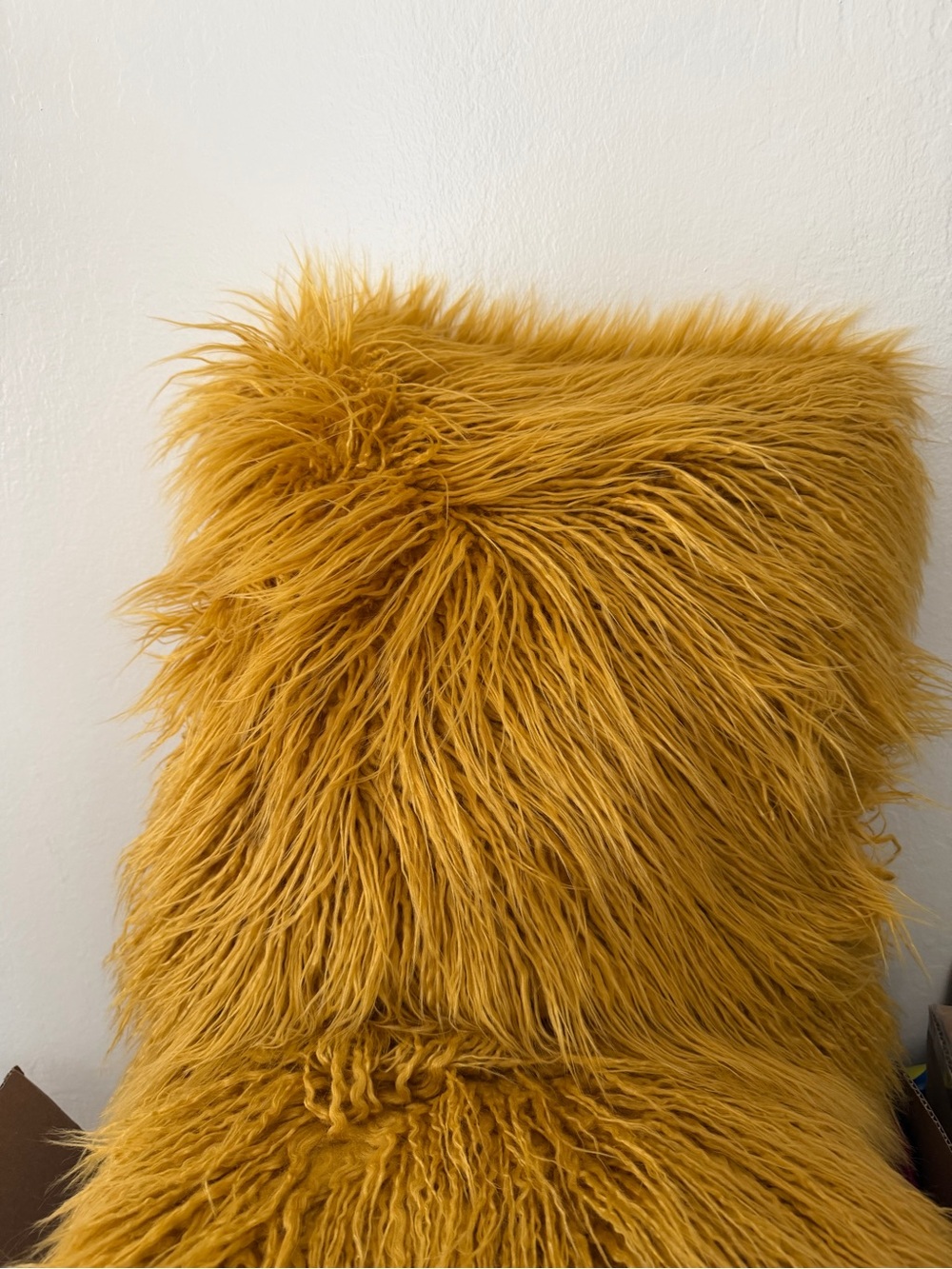 Urban Outfitters Faux Fur Throw Pillow - Mustard